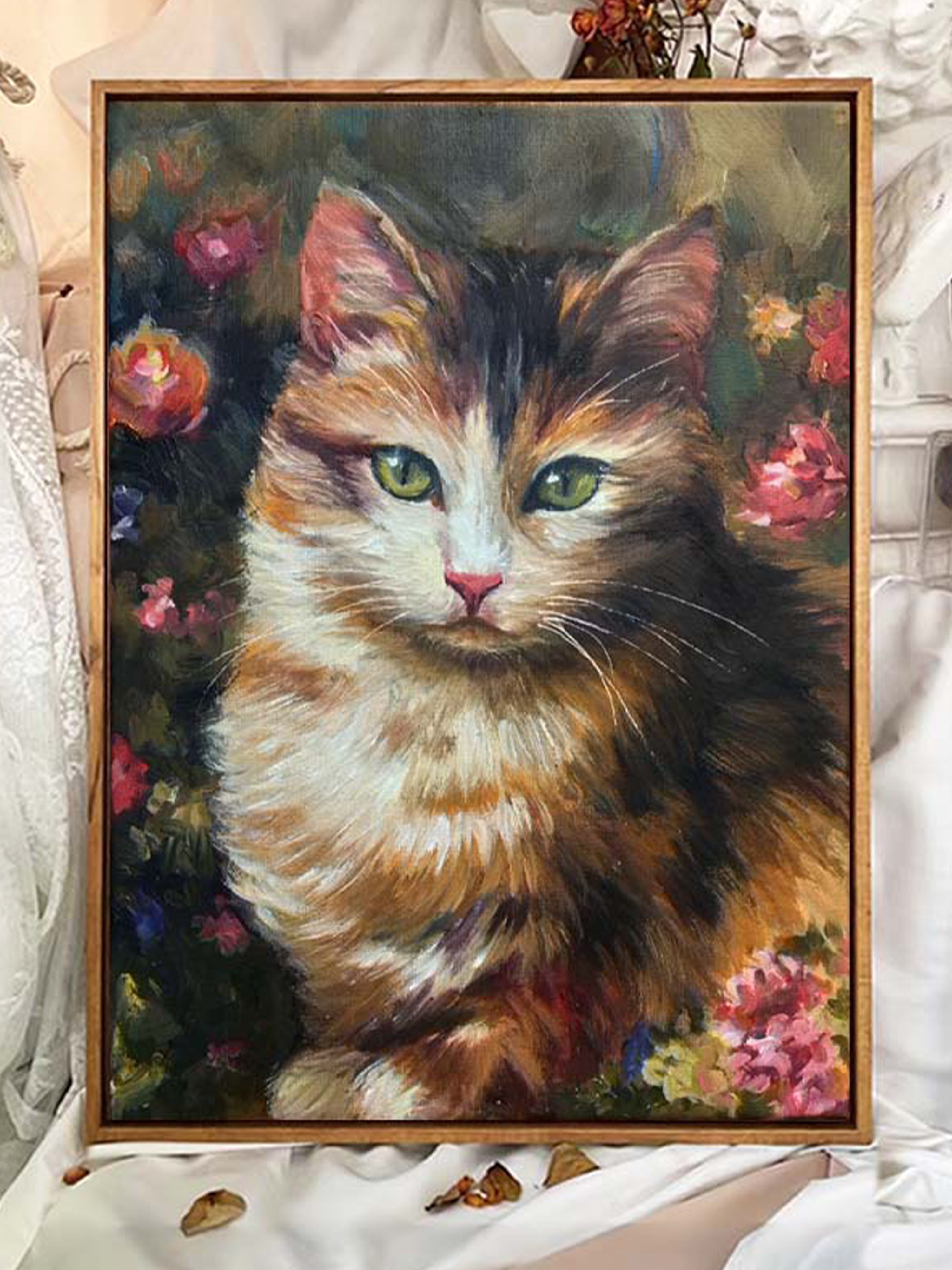 Custom 2024 pet oil painting on canvas, artwork from photo, Ready to hang, by RomaLen